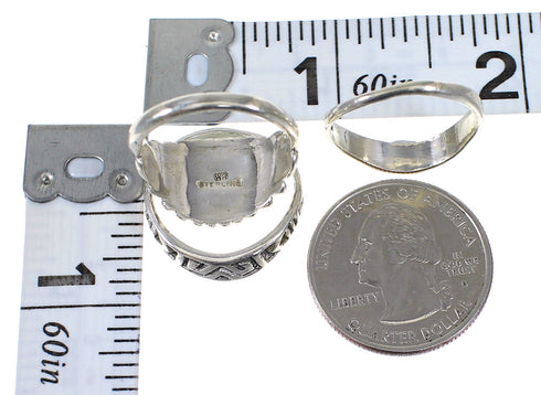 Stackable Turquoise Southwestern Authentic Sterling Silver Ring Set Size 6-1/4 QX83935